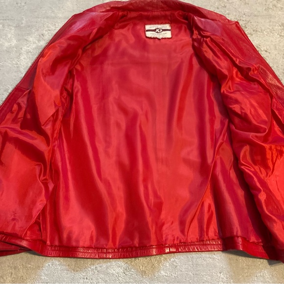 Vintage Red Genuine Leather Zip Front Made in Italy Jacket Size Medium - Picture 9 of 9